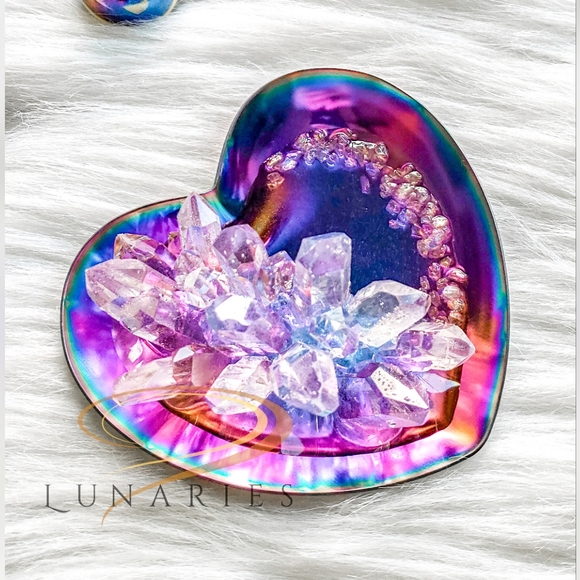 Lunaries Accessories - Stainless Steel Ring Dish/Tray with Handmade Resin Crystal